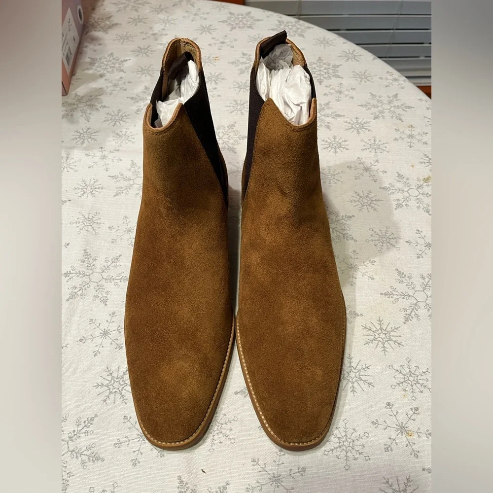 New The Kooples Men’s Brown Suede Leather Chelsea Boots – Size French 41 (US 7)